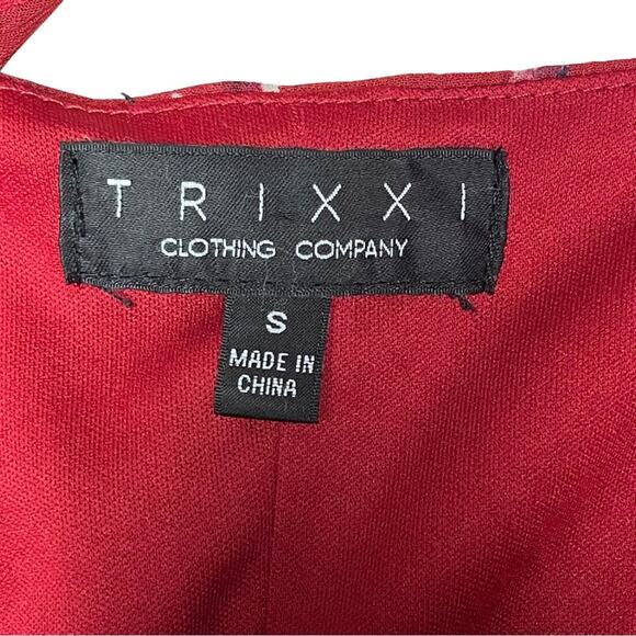 Trixxi mini dress red bohemian ruffle scoop neck lined flowy flattering size S - Picture 5 of 6